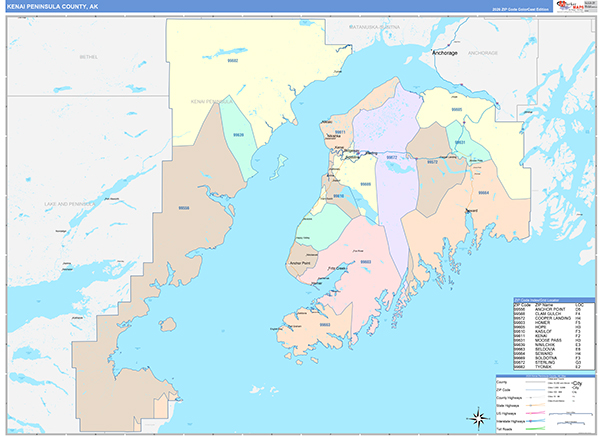 Kenai Peninsula Borough (County), AK Wall Map